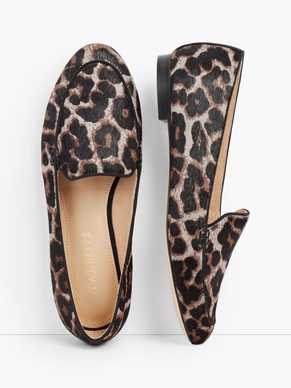 Talbots RYAN LOAFERS - GREY LEOPARD CALF HAIR 8.5M NEW